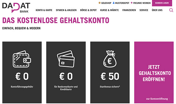 Gratis Konto und Kreditkarte von der Dadat Bank im Mai 2025
